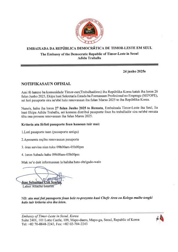 Notificasaun Ofisial